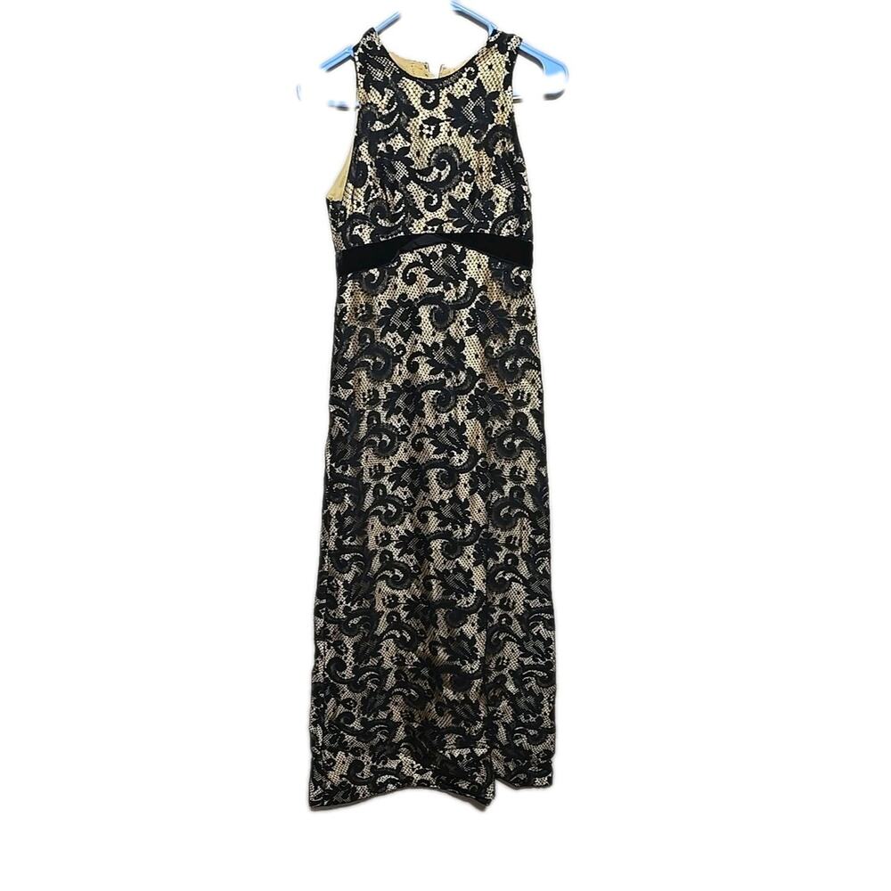 Vtg 70s Nadine Black Paisley Old Money Luxury Formal Evening Dress Womans Size 7